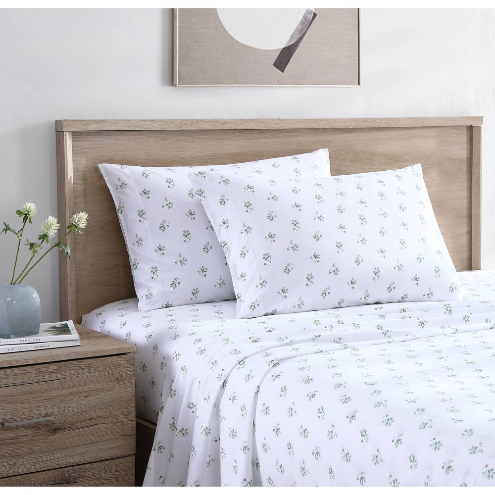 Photos - Bed Linen Twin Printed Pattern Sheet Set Green Ditsy - Stone Cottage