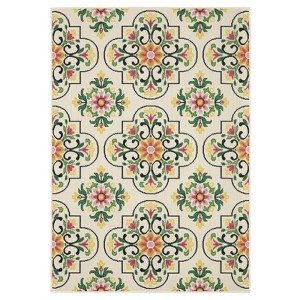Captiv8e Designs Hilo Floral Medallions Ivory Indoor/Outdoor Rug - 1 of 4