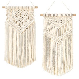 Aoibox 2-Piece Macrame Wall Hanging Set, Woven Tapestry Art for Boho Home Decor, Nursery, Party, 16.5"L x 10"W & 17.5"L x 10"W - 1 of 4