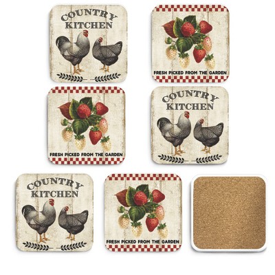 Courtside Market Strawberries  4x4 6-Piece Coaster Set