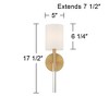 Possini Euro Design Modern Wall Light Sconce Warm Brass Hardwired 5" Fixture Clear Acrylic White Fabric Shade for Bedroom Bathroom - 4 of 4