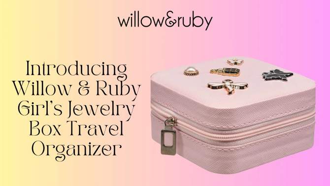 Willow & Ruby Kid's Jewelry Box With Ornament - Travel Jewelry Organizer for Girls (Youth), 2 of 6, play video