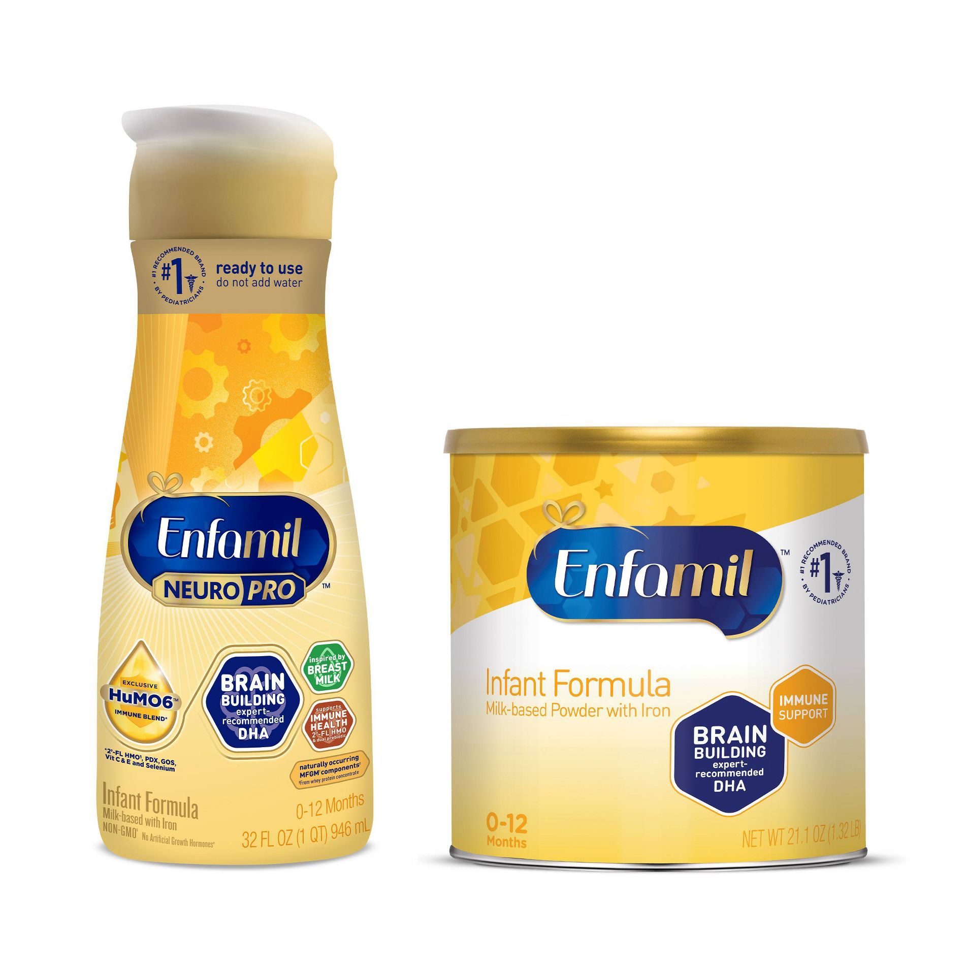 Enfamil NeuroPro Infant Formula 32 fl oz Ready to Feed Bottles + 21.1oz Powder