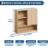 Modern Fluted Wall Cabinet with Sliding Door, Faux Marble Top & Adjustable Shelf, Curved Medicine Cabinet for Bathroom or Laundry Room - 2 of 4