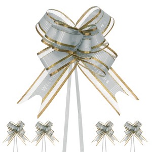 Unique Bargains Plastic Gold Edge Gift Wrapping Wedding Ribbon Pull Bows 10 Pcs - 1 of 4