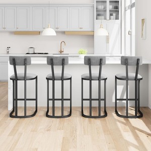 Nasitip Bar Stools Set of 4, Counter Height Bar Stools, Curved Back with Metal Frame Island Chairs,for Home - 1 of 4