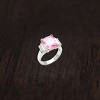 Slickblue Polished 925 Sterling Silver Ring with Rose CZ, Three-Stone Oblong Design, Women's Jewelry, Size 4-10 - 2 of 3