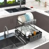 Racxily Dish Drying Rack with Drainboard Detachable 2-Tier Dish Rack Drainer Organizer Set with Utensil Holder Cup Rack Swivel Spout - 3 of 4