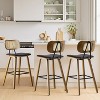 Bekrvio 26" Mid Century Modern Counter Height Bar Stools - Rattan Cane Back, Wood, PU Leather Upholstered for Kitchen Island Dining - 4 of 4