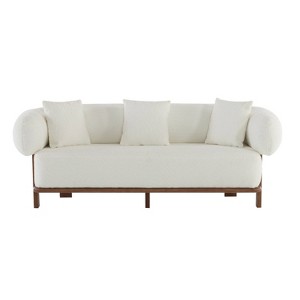 Christopher Knight Home Kai 82 " Rubberwood Boucle Upholstered 3 Seater Curved Sofa Beige - 1 of 4