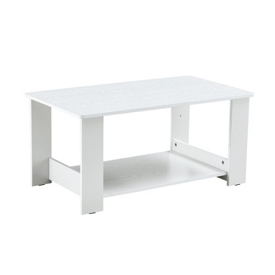 XINGHANZHENXUAN Brown Modern Minimalist 2-Tier Rectangular Coffee Table, Durable MDF Tea Table for Living Room, Bedroom, or Study