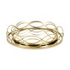 HomeRoots 15" Gold Round Metal Handmade Tray With Handles - 4 of 4