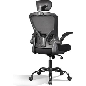Ergonomic Office Chair for 5'2"-6'4" Users, High Back Mesh Computer Desk Chair with Flip-up Armrests, Capacity Home Office Chair,  Black - 1 of 4