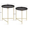 Kate and Laurel Ulani Round Metal Nesting Table, 2 Piece, Black and Gold - 2 of 4