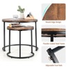 Tangkula 2PCS Stacking Metal Legs Modern Side Round Nesting Coffee Table w/ Wooden Tabletop for Living room Rustic Brown/Brown - 4 of 4