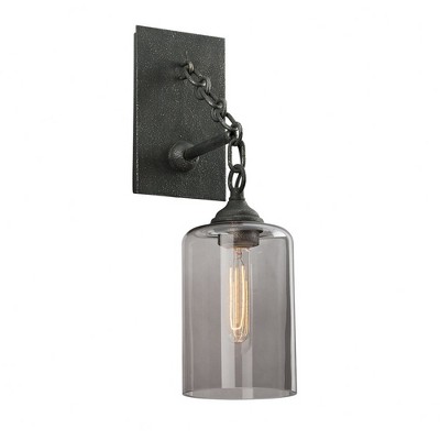 Troy Lighting Gotham 1 - Light Wall Light in  Aged Silver Smoke Shade