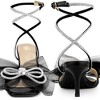 Perphy Women's Mesh Bow Lace Up Rhinestones Strap Kitten Heel Sandals - 2 of 4