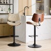 QingMoon 360°Swivel Mid Century Bar Stools Set of 2, PU Upholstered, Adjustable Height Bar Stools, for Kitchen Island, Pub, Restaurant - 2 of 4