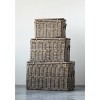 Storied Home Set of 3 Rattan Baskets with Lids and Leather Buckles Brown: Rectangular Woven Organizers, SFI Certified - 4 of 4