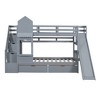 Twin Over Twin Castle Style Bunk Bed with 2 Drawers, 3 Shelves and Slide - 4 of 4