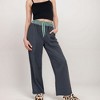 Anna-Kaci Lounge Women's Red Vertical Stripe Wide Leg Pants with Smocked Waistband Contrast Plaid Detail and Relaxed Full-Length Fit - 4 of 4