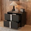 INFURNIC Nightstands Elegant Mirrored Nightstand with Metal Handles and 2 Drawers for Bedroom Living Room, Black, 23.3"*15.4"*21.3" - 2 of 4