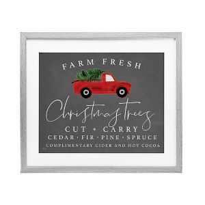 Stupell Industries Farm Fresh Trees over Grey Framed Print Under Glass Art - 1 of 4