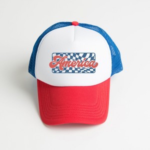 Simply Sage Market Checkered America Foam Trucker Hat - 1 of 2