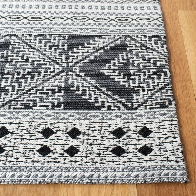 Handmade Black Synthetic Flat Woven 6' x 9' Rug