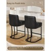 Bar Stools Set of 2, Modern Counter Height Bar Stools with Backrest Faux Leather Double Upholstered Barstools with Metal Frames for Kitchen Island - 3 of 4