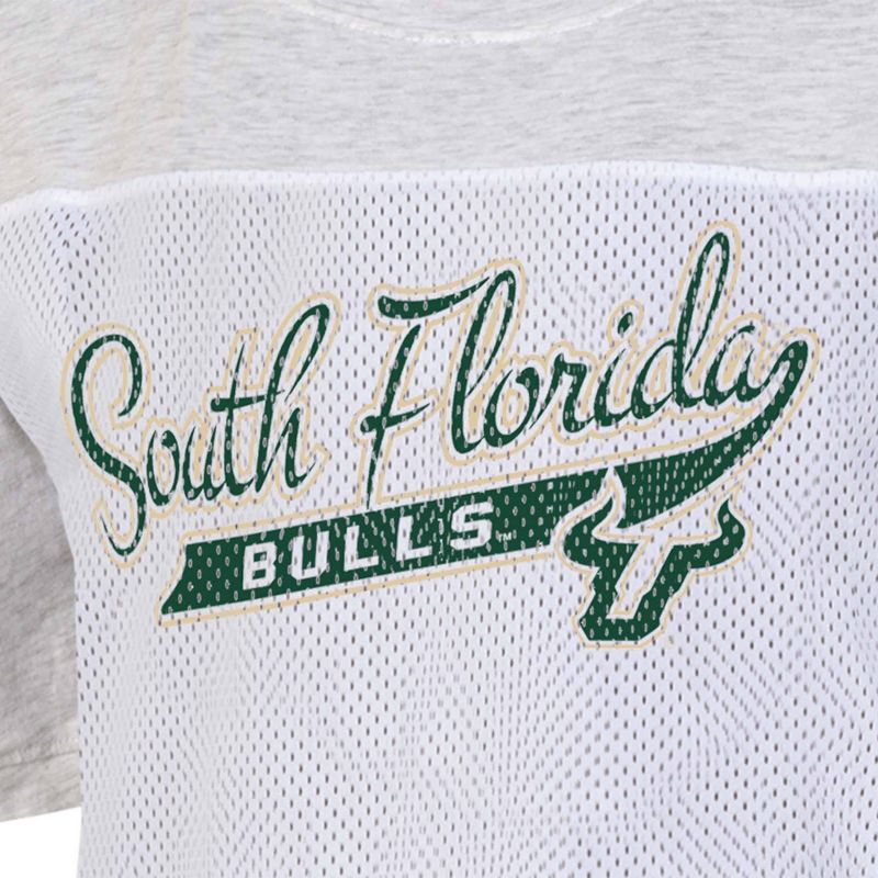NCAA South Florida Bulls Women&#39;s White Mesh Yoke T-Shirt, 3 of 4
