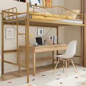 Loft Bed Twin Size with Ladder & Full Safety Guardrail, Heavy Duty Metal Twin Loft Bed 400 Lbs Load Capacity, Space-Saving - 1 of 4