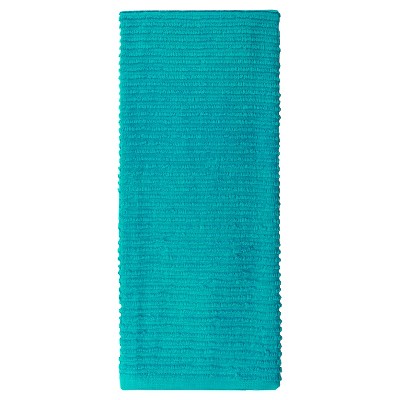 2pk Cotton Ridged Kitchen Towel Aqua - MU Kitchen