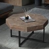 Sapphtopaz Octagonal Retro Splicing Farmhouse Coffee Table for Living Room, Modern Coffee Table with Cross Metal Legs, Wood Living Room Table - 3 of 4