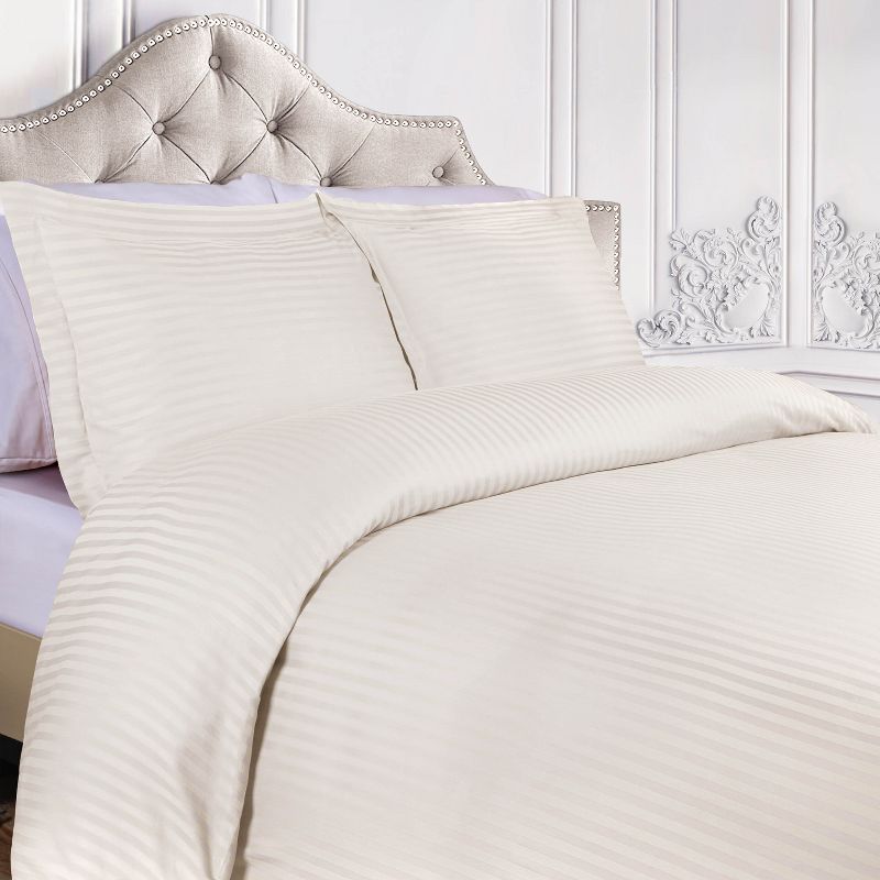 400 Thread Count Cotton Stripe 3 Piece Duvet Cover Set with Pillow Shams by Blue Nile Mills, 2 of 6