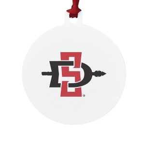 San Diego State University Primary Logo Aluminum Holiday Christmas Tree Ornament  3.0" (7.6 cm) x 3.37" (8.6 cm) - 1 of 4