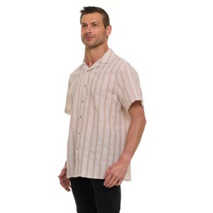 Canada Weather Gear Men’s Striped Seersucker Short Sleeve Shirt – Lightweight Button-Down with Textured Fabric - 1 of 4
