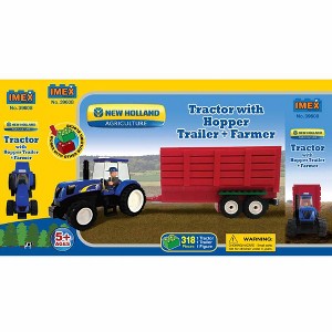 IMEX Model Company, INC New Holland Tractor With Farmer & Grain Trailer, 318 Pc Block Set IMX39608 - 1 of 1