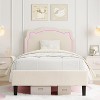 Twin Size Luxury Velvet Princess Platform Bed Frame - Smart Headboard, Built-in Storage Drawer, Wooden Slats Support,Cozy Bed for Bedroom - 3 of 4