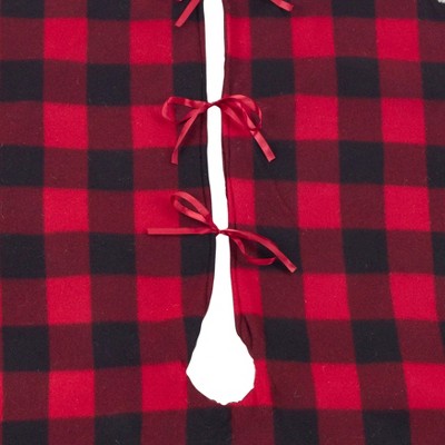 Classic Red and Black Buffalo Plaid Tree Skirt with Sherpa Trim