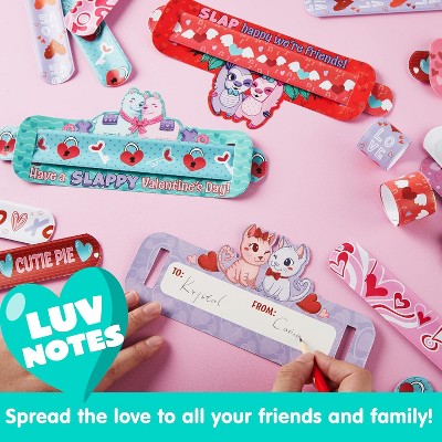 Joyfy 28 Valentine's Day Gift Cards with Slap Bracelets, Animal Heart Snap Bracelet Wristbands for Kids Valentine Party Favors