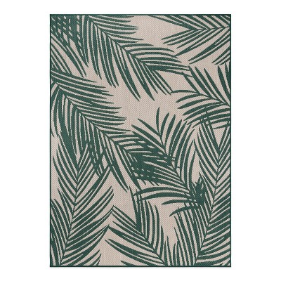Image of World Rug Gallery Contemporary Distressed Leaves Textured Flat Weave Indoor/Outdoor Area Rug - GREEN 5' X 7'