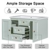 30" Bathroom Vanity Cabinet With Ceramic Basin Wall Mounted Bathroom Vanity With 3 Drawers 1 Storage Cabinet, Green - 3 of 4