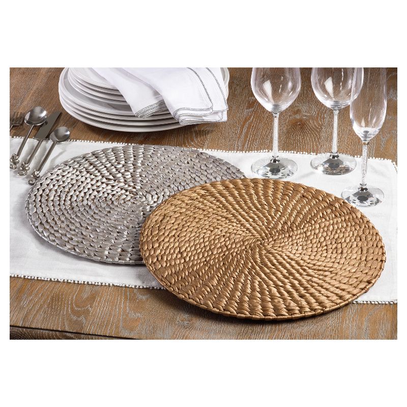 4pk 15&#34; Hyacinth Hand Woven Round Placemat Gold - Saro Lifestyle, 2 of 4