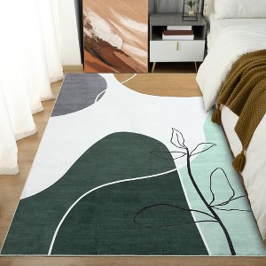 Contemporary Abstract Machine Washable Geometric Aesthetic Area Rugs Non Slip Thin Low Pile Rugs for Living Room Bedroom - 1 of 4