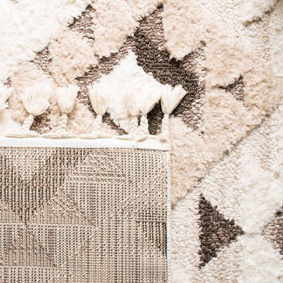 Ivory Diamond Braided Edge Shag Rug 27in x 19in