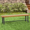 Tangkula 63 Inch Patio Bench Set of 1/2, Acacia Wood Long Dining Bench w/ Heavy-Duty Metal Legs - 2 of 4