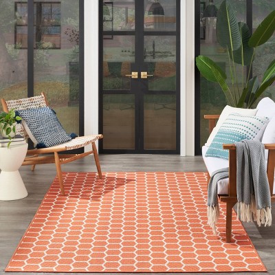 Coral Geometric Reversible Flat Woven 5' x 7' Rug