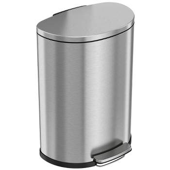 iTouchless Step Pedal Kitchen Trash Can with AbsorbX Odor Filter and Removable Inner Bucket 13.2 Gallon Semi-Round Stainless Steel