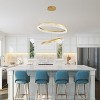 BAOURE Modern LED Chandelier 2 Ring 23.6in Grey Pendant Lighting  for Kitchen Island Dimmable LED Pendant Ceiling Light with Remote for Dining Room - 4 of 4